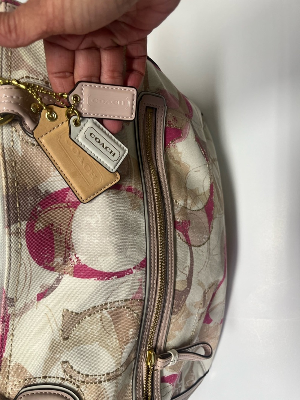 Coach Poppy Graffiti Glam Tote Signature C Pink Khaki 14537 - Picture 3 of 13